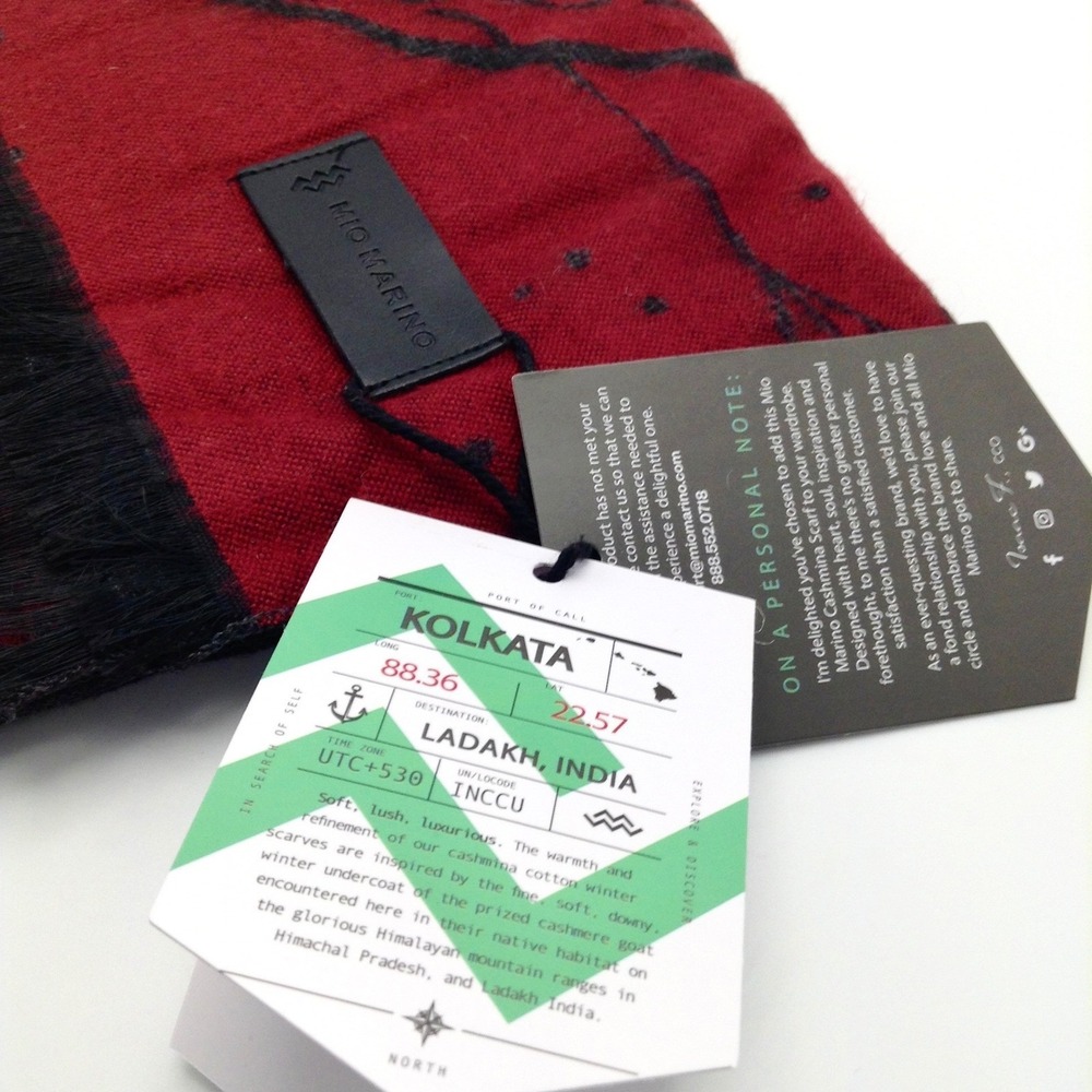 Mio Marino Women's Cashmina Designer Scarf Soft Fringe Twigs Red‎ Grey Black